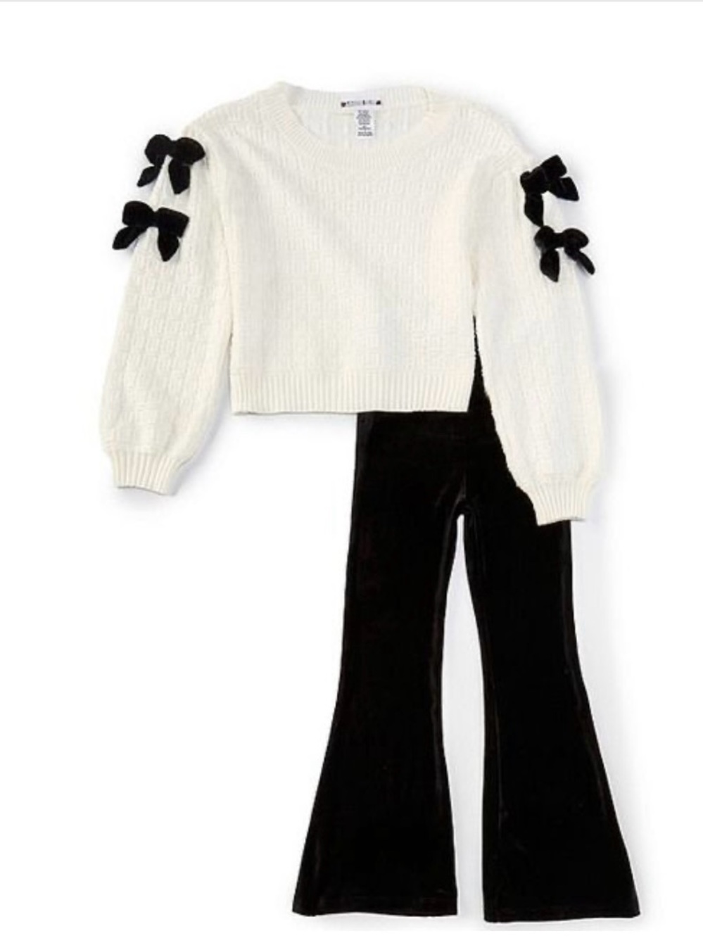 Textured-Knit Sweater & Flare-Leg
Velvet Pant